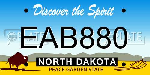 EAB880 North Dakota License Plate