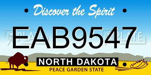 EAB9547 North Dakota License Plate