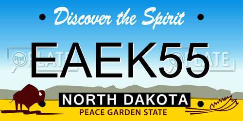 EAEK55 North Dakota License Plate