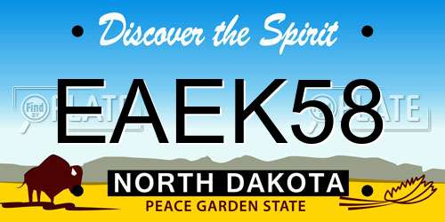 EAEK58 North Dakota License Plate