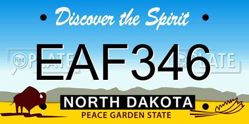 EAF346 North Dakota License Plate