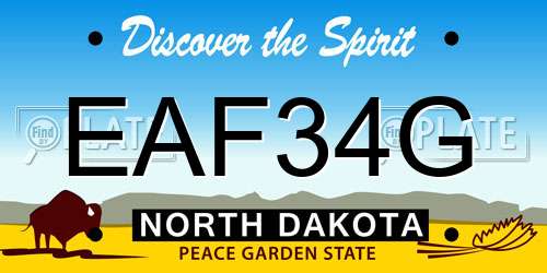 EAF34G North Dakota License Plate