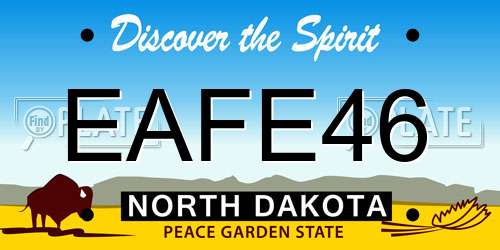 EAFE46 North Dakota License Plate