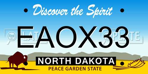 EAOX33 North Dakota License Plate