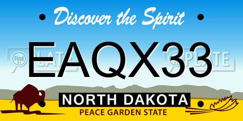 EAQX33 North Dakota License Plate