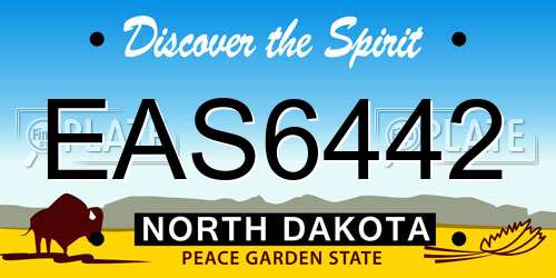 EAS6442 North Dakota License Plate