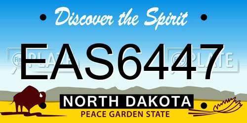EAS6447 North Dakota License Plate