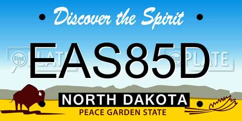 EAS85D North Dakota License Plate