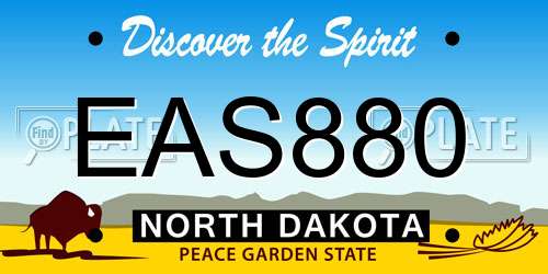 EAS880 North Dakota License Plate