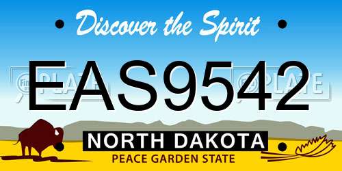 EAS9542 North Dakota License Plate
