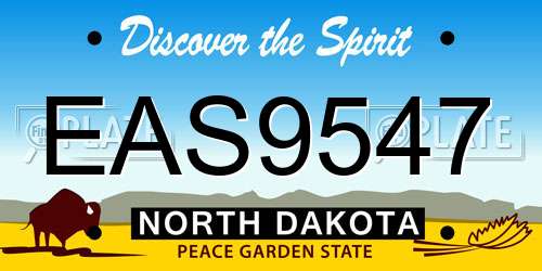 EAS9547 North Dakota License Plate