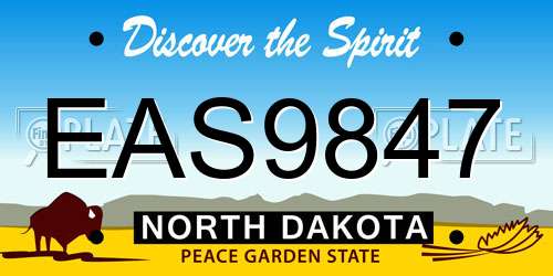 EAS9847 North Dakota License Plate