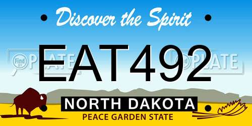 EAT492 North Dakota License Plate