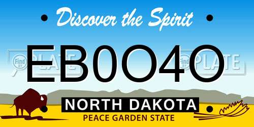 EB0O4O North Dakota License Plate