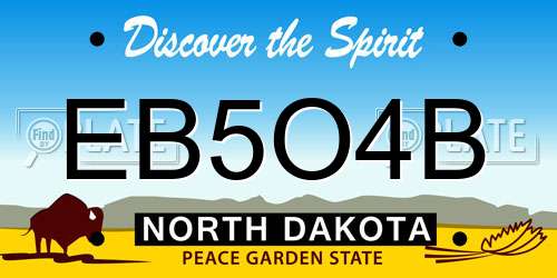 EB5O4B North Dakota License Plate