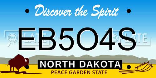 EB5O4S North Dakota License Plate