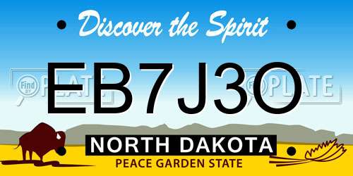 EB7J3O North Dakota License Plate