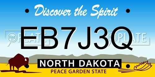 EB7J3Q North Dakota License Plate