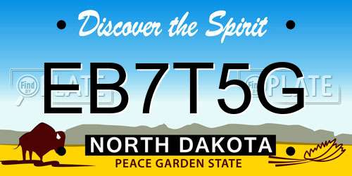 EB7T5G North Dakota License Plate