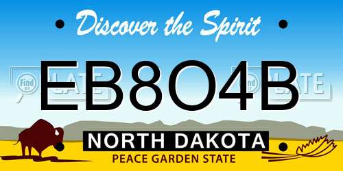 EB8O4B North Dakota License Plate