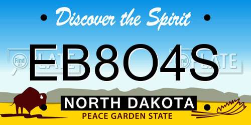 EB8O4S North Dakota License Plate