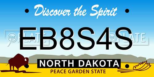 EB8S4S North Dakota License Plate