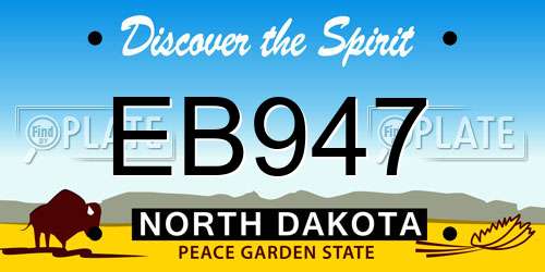 EB947 North Dakota License Plate