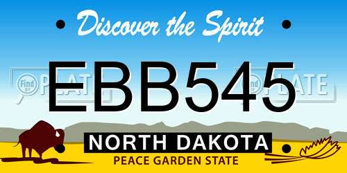 EBB545 North Dakota License Plate