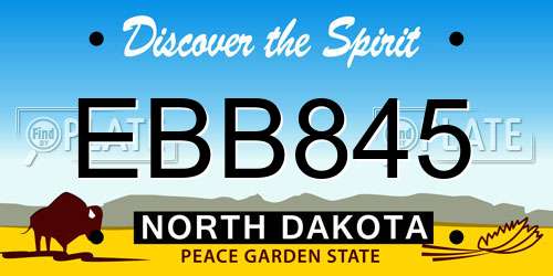 EBB845 North Dakota License Plate