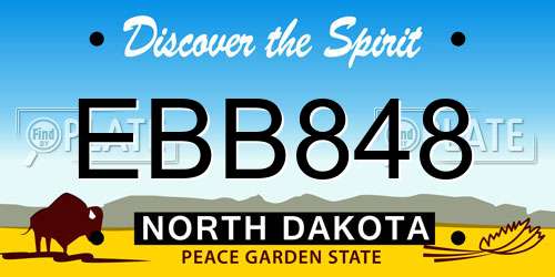 EBB848 North Dakota License Plate