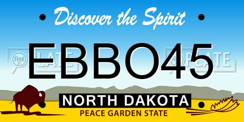 EBBO45 North Dakota License Plate