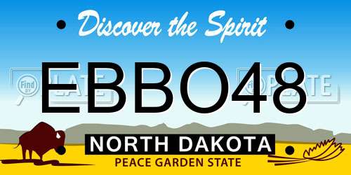 EBBO48 North Dakota License Plate