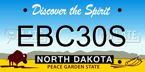 EBC30S North Dakota License Plate