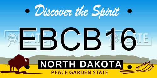 EBCB16 North Dakota License Plate