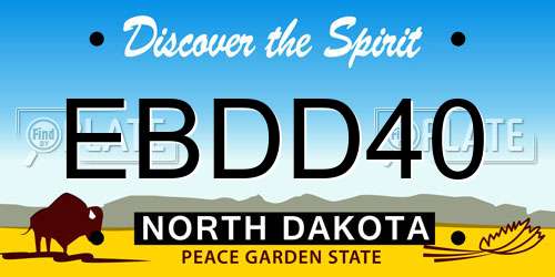 EBDD40 North Dakota License Plate