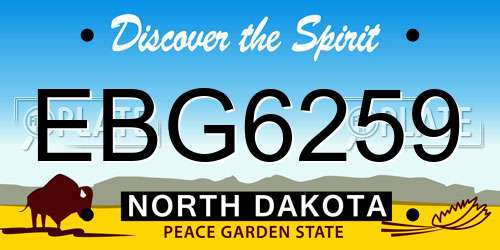EBG6259 North Dakota License Plate