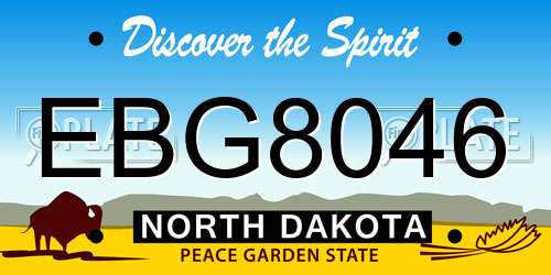EBG8046 North Dakota License Plate