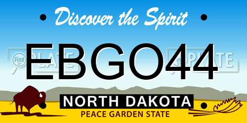 EBGO44 North Dakota License Plate