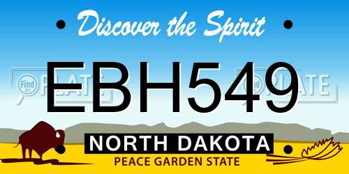 EBH549 North Dakota License Plate