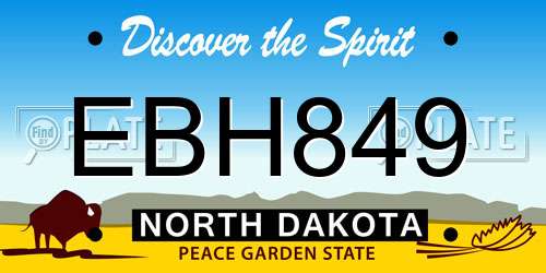 EBH849 North Dakota License Plate