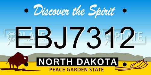 EBJ7312 North Dakota License Plate