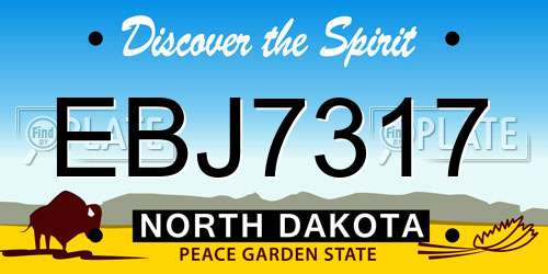 EBJ7317 North Dakota License Plate