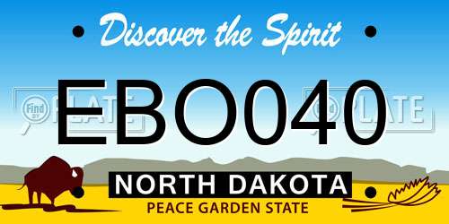 EBO040 North Dakota License Plate