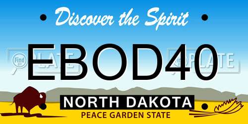 EBOD40 North Dakota License Plate