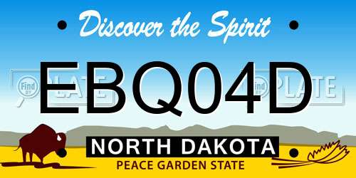 EBQ04D North Dakota License Plate