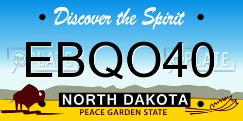 EBQO40 North Dakota License Plate