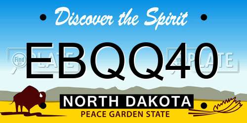 EBQQ40 North Dakota License Plate