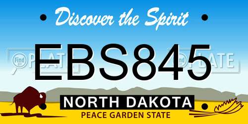 EBS845 North Dakota License Plate
