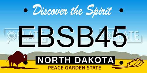 EBSB45 North Dakota License Plate