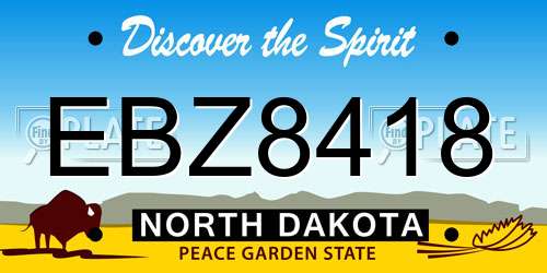 EBZ8418 North Dakota License Plate